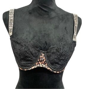 Victoria's Secret Black LACE SHINE STRAP Very Sexy Push-up without Padding 34D